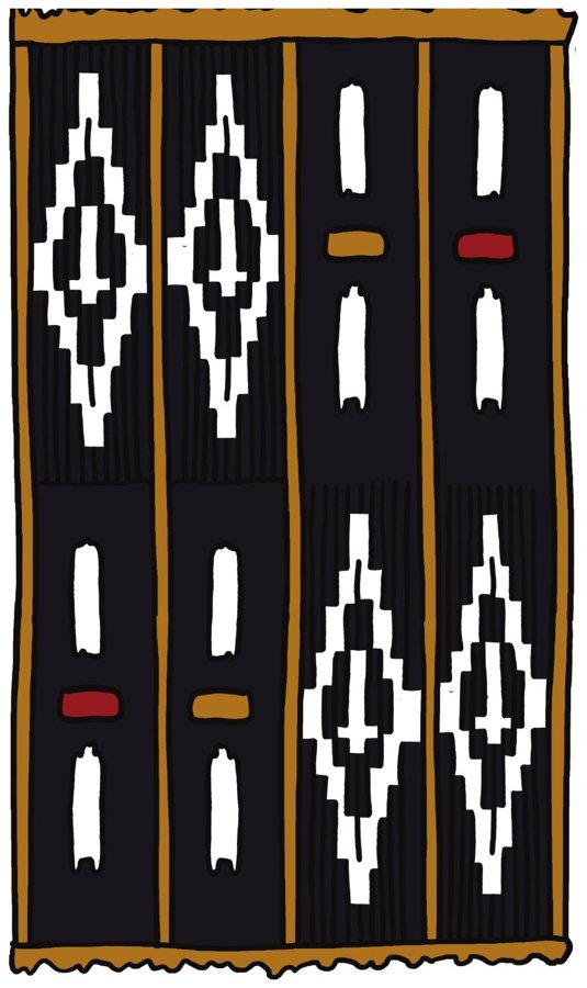 Colored illustration of Baoulé Cloth by Olha Tkachenko