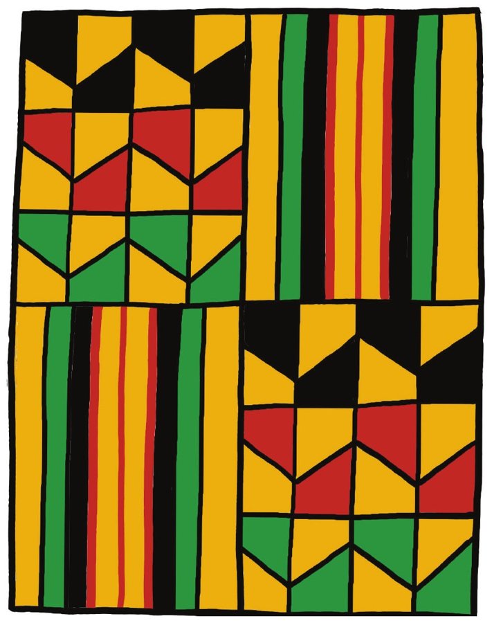 Colored illustration of N’zima (Appolo) Cloth by Olha Tkachenko