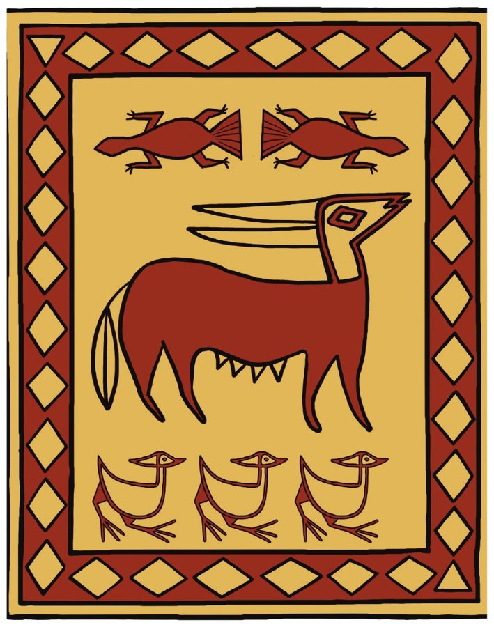 Colored illustration of Korhogo Cloth by Olha Tkachenko