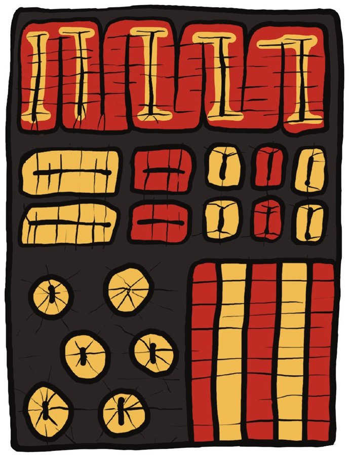 Colored illustration of Dida Raffia Cloth by Olha Tkachenko
