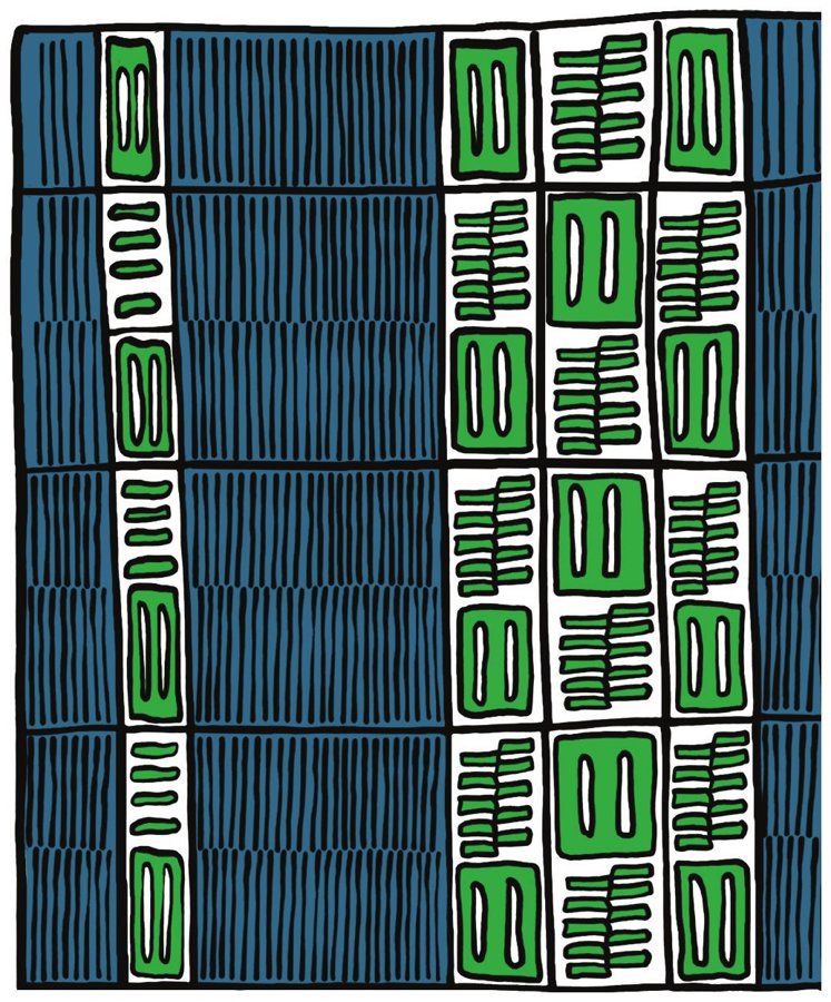 Colored illustration of Dyula (Waraniéné) Cloth by Olha Tkachenko