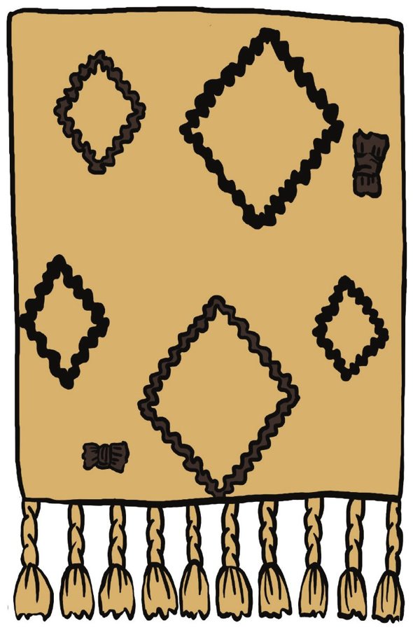 Colored illustration of Bété Tapa Cloth by Olha Tkachenko